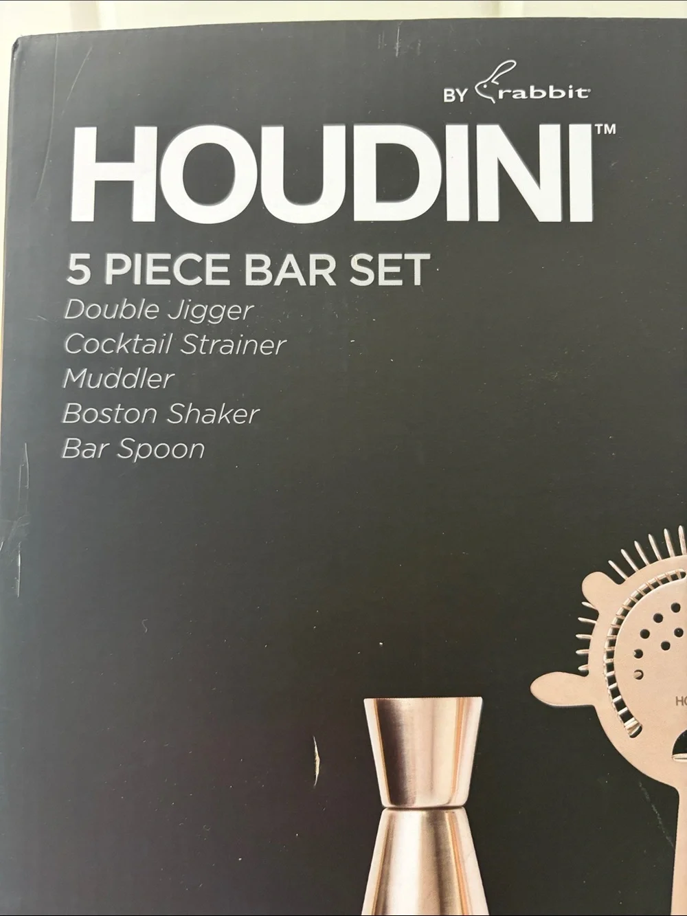 HOUDINI 5-Piece Bar Set by - Silver with Wood Muddler